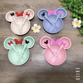Bát ăn dặm lúa mạch mickey - tặng kèm thìa , dĩa