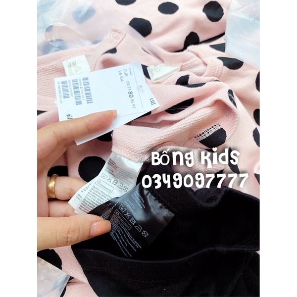 Bộ Nỉ Legging Bé Gái Chấm Bi Hồng/Đen HaM