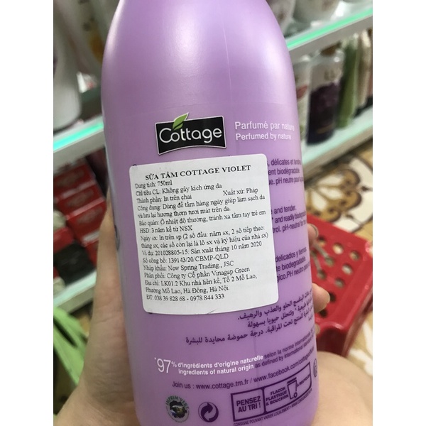 Sữa tắm cottage violet pháp 750ml