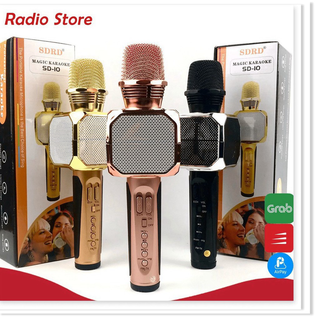 Micro bluetooth SD-10 Mic karaoke không dây mini hát hay đa năng có ghi âm- hàng chính hãng