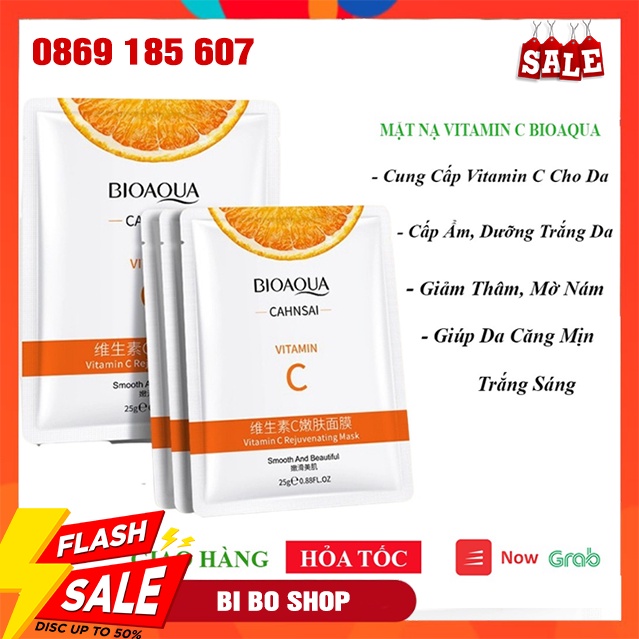 Mặt Nạ Giấy Bioaqua Vitamin C Chống Lão Hóa Mờ Thâm Nám Dưỡng Da Trắng Sáng Hồng Hào