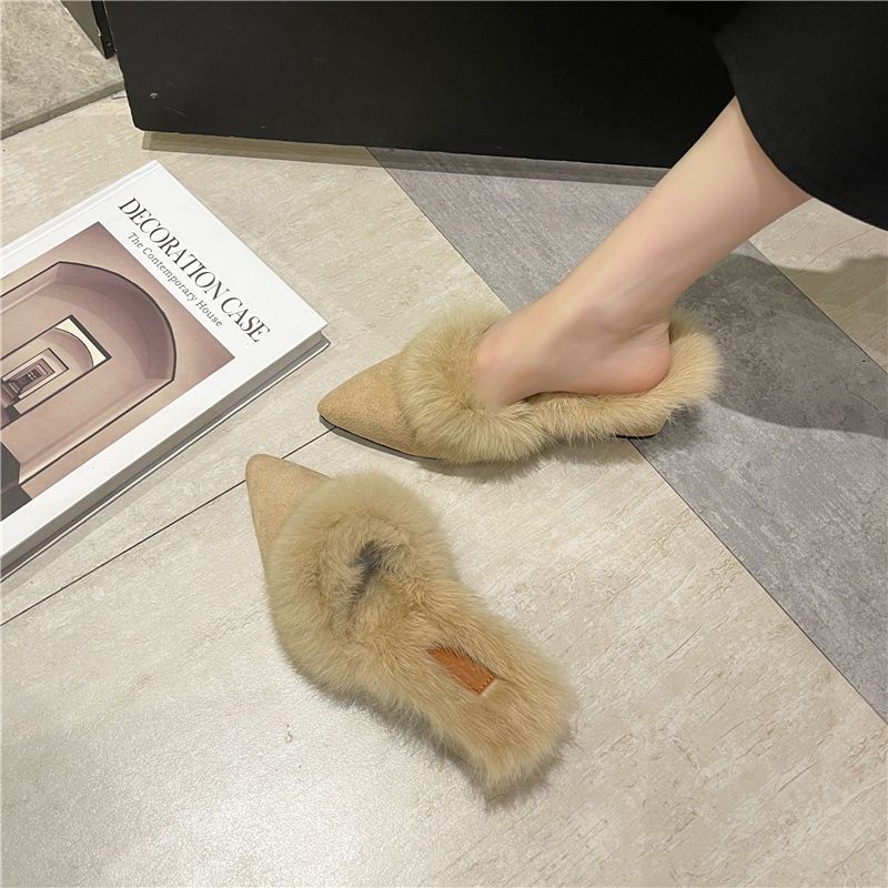 Giày Muller Gót Dày Mũi Nhọn Phong Cách Thu Đông Mới