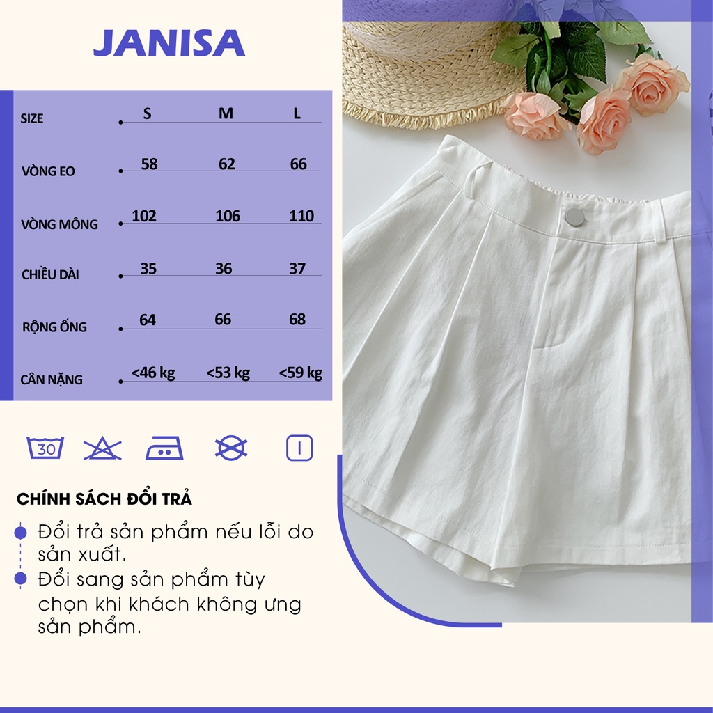 Quần short nữ ulzzang đũi lưng cao ống rộng cạp cao đẹp JANISA QS05 | BigBuy360 - bigbuy360.vn