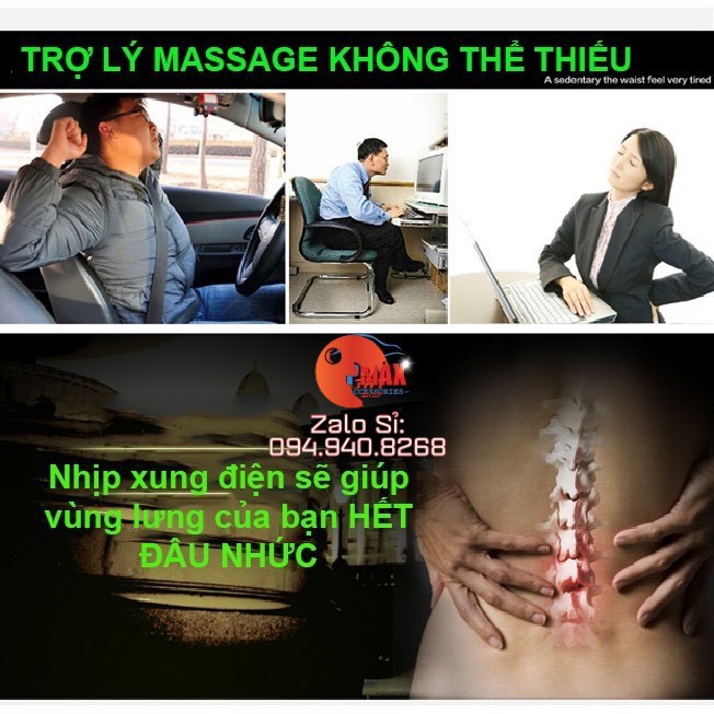 Gối tựa lưng ô tô massage - Đệm Tựa Lưng Mát xa rung thư giãn Trên Ô TÔ- Bảo hành 3 tháng