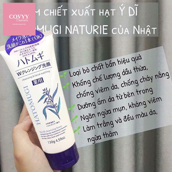 Sữa rửa mặt trắng da Hatomugi Cleansing Foam hạt Ý Dĩ