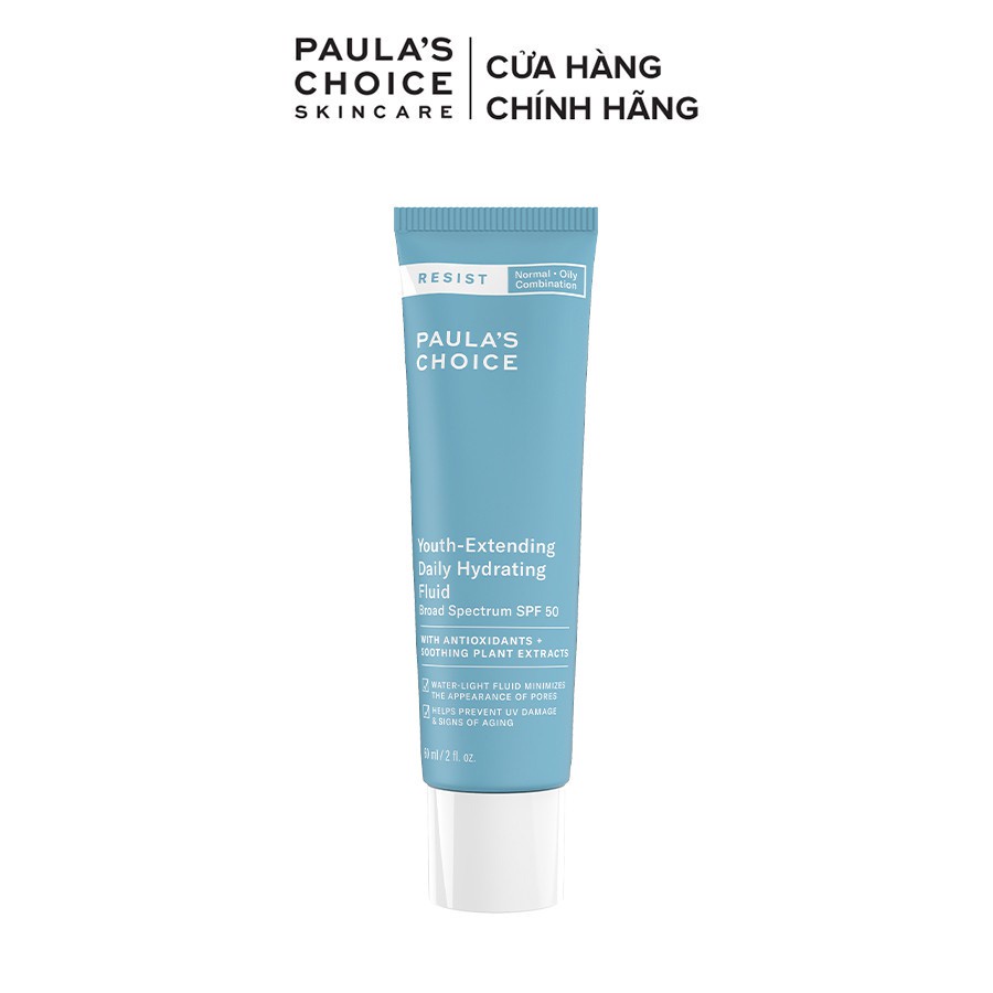 Kem ngày mềm mịn, chống nắng phổ rộng Paula's Choice Resist Youth-Extending Daily Mattifying Fluid SPF 50 60ml Mã 7800