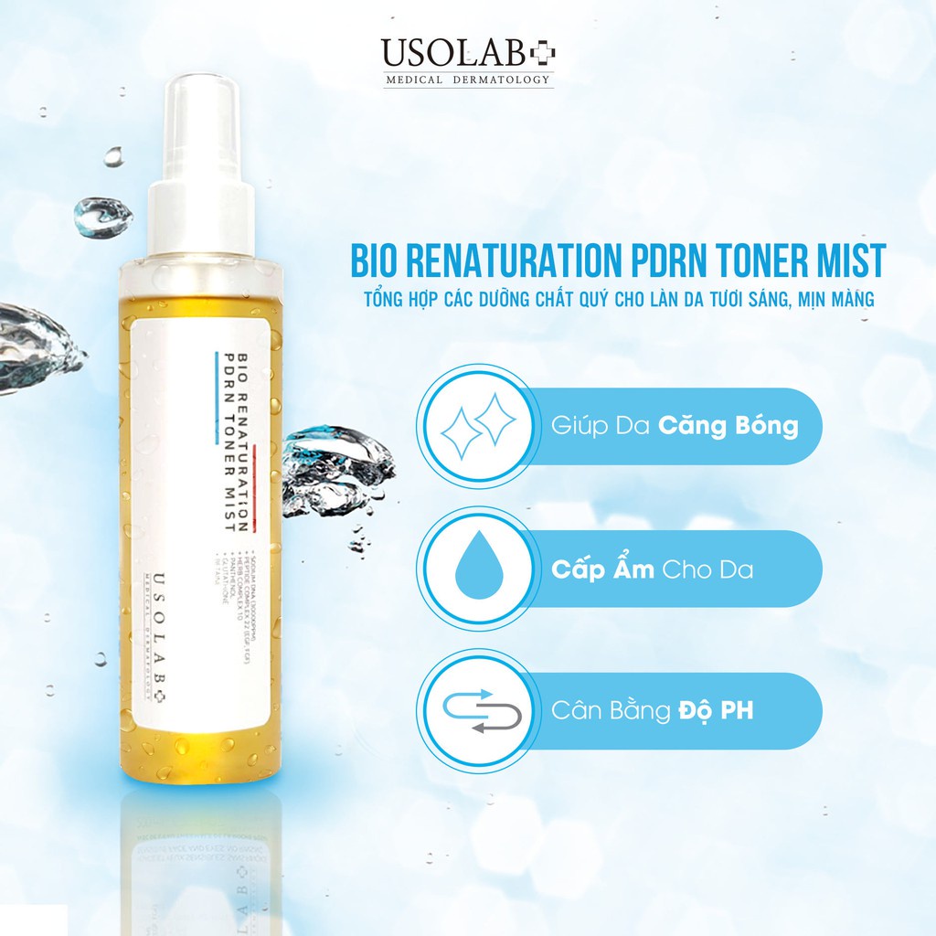 Xịt khoáng và toner 2in1 trắng da, phục hồi Bio Renaturation PDRN toner mist Usolab | BigBuy360 - bigbuy360.vn
