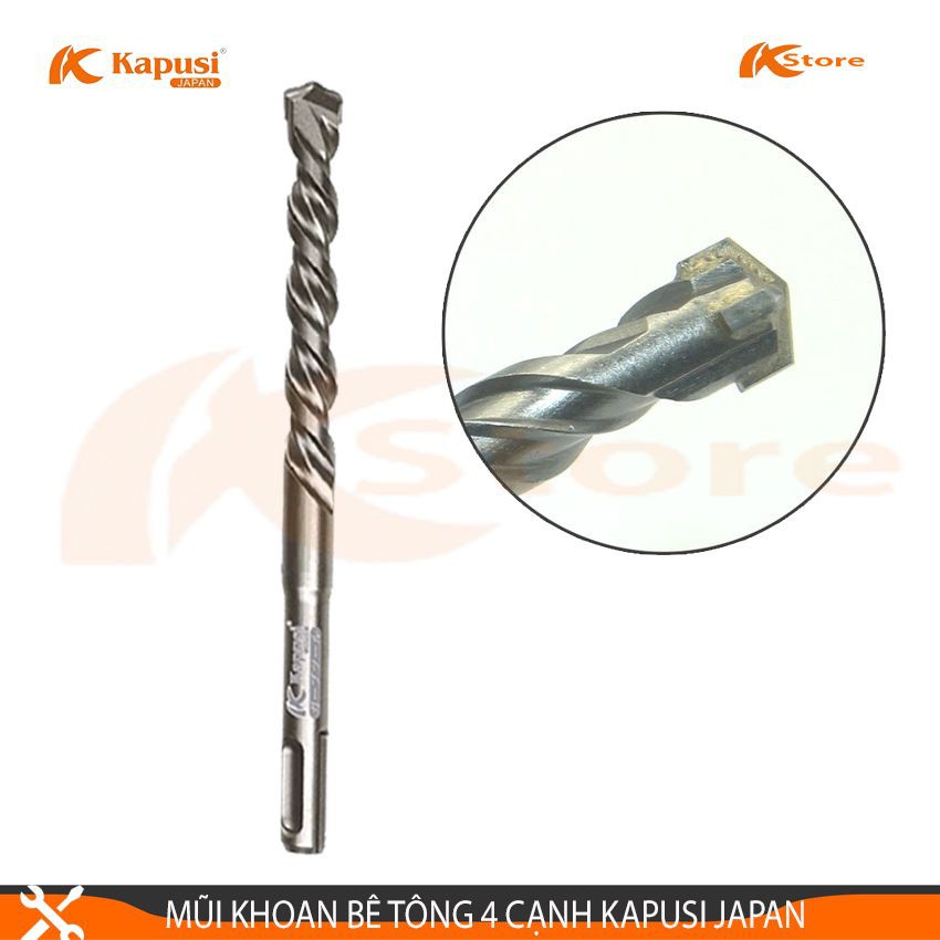 MŨI KHOAN BÊ TÔNG ĐUÔI GÀI 4 CẠNH KAPUSI JAPAN 110MM, MŨI KHOAN ĐA NĂNG TIÊU CHUẨN NHẬT BẢN