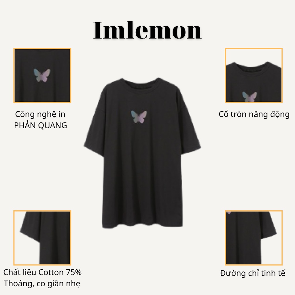 Áo Thun Phản Quang MIDNIGHT BUTTERFLY Croptop và Áo Thun Form Rộng