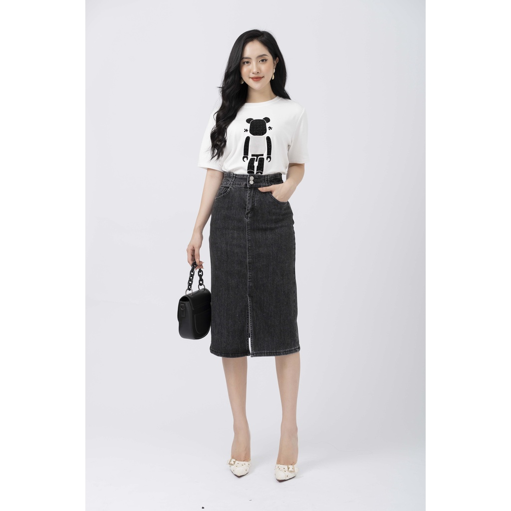 Áo phông nữ dáng suông cotton nữ rộng cổ tròn freesize họa tiết gấu lego FIONA C522007