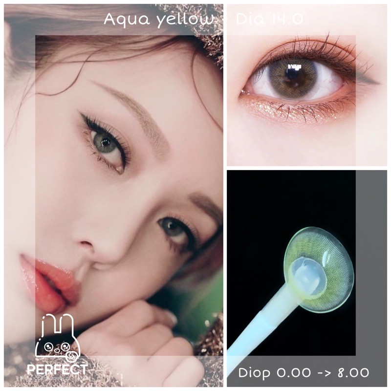 Link 1 (Giá 1 Chiếc) 14.0 (0.00 -> 8.00) Aqua yellow Kính Áp Tròng