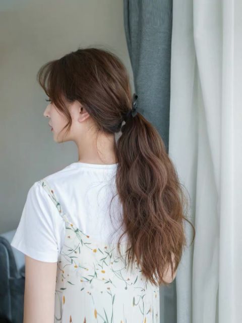 Tóc giả buộc xù sóng lửng b43 lửng