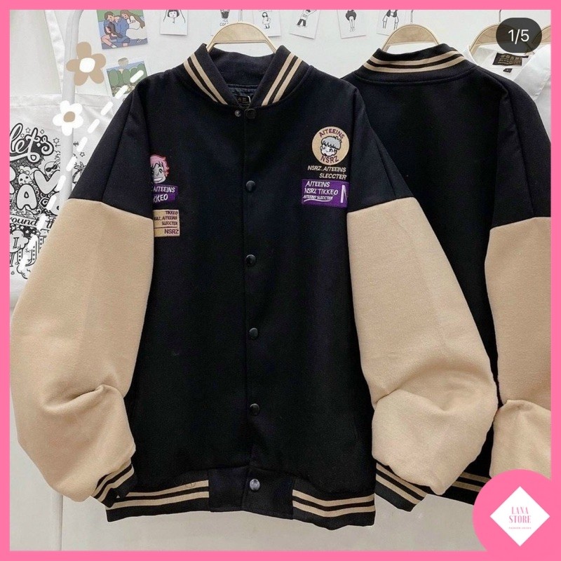 Áo Khoác Bomber Nỉ Bông Tikkeo Form Rộng Thoải Mái Freesize Chuẩn Unisex