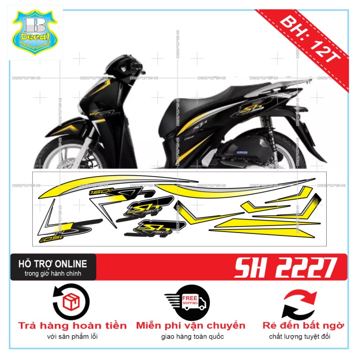 ( Quí khách vui lòng mang ra tiệm cho thợ dán ) Tem SH 2020 VÀNG ĐEN [Bi Decal]