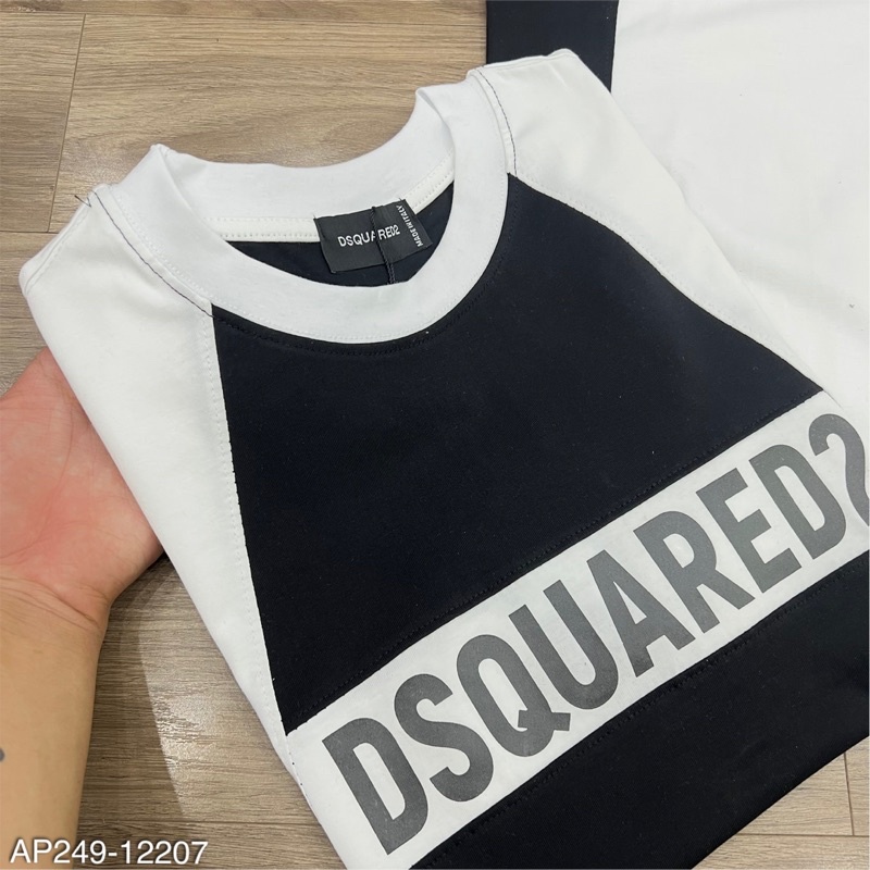 Áo Phông Cổ Tròn In DSQ 2 Phối Màu Trắng Đen AP249