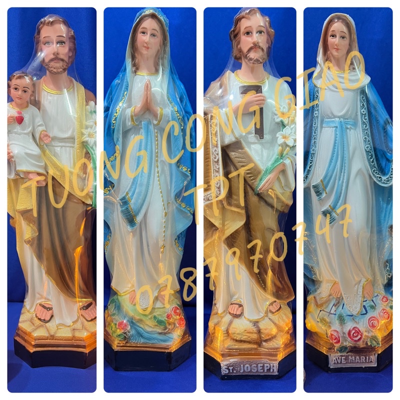 Tượng công giáo- Tượng Đức Mẹ Maria, Thánh Giuse  cao 40cm