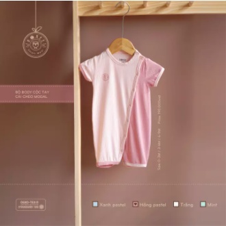 Bộ liền thân HRNEE body cộc sơ sinh vải modal vân hè thoáng mát