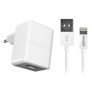 Bộ Adapter Sạc Energizer ACA1BEUHLI3 2.4A EU Và Cáp Lightning - Trắng