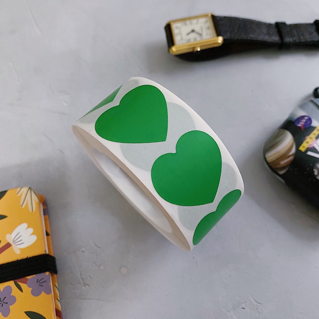 20- 500 nhãn dán Sticker tròn trơn hoặc trái tim size 2.5cm. Chỉ việc gỡ ra dán. thích hợp để làm đồ handmade