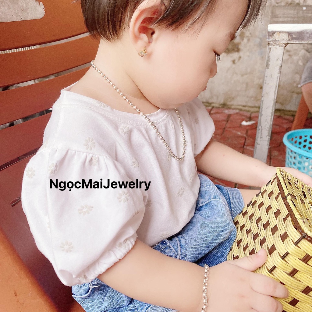Dây chuyền lắc tay cho bé NgọcMaiJewelry dạng bi phay xinh xắn chuẩn bạc