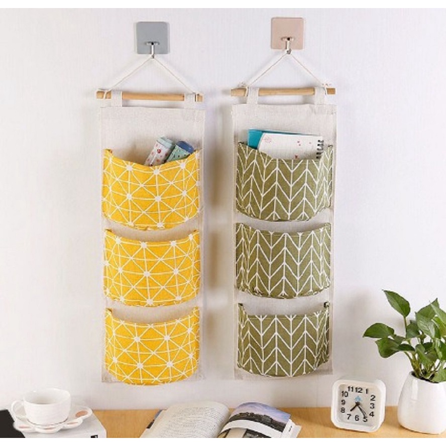 Túi vải treo tường decor trang trí nhà cửa 3 tầng đa năng 101254