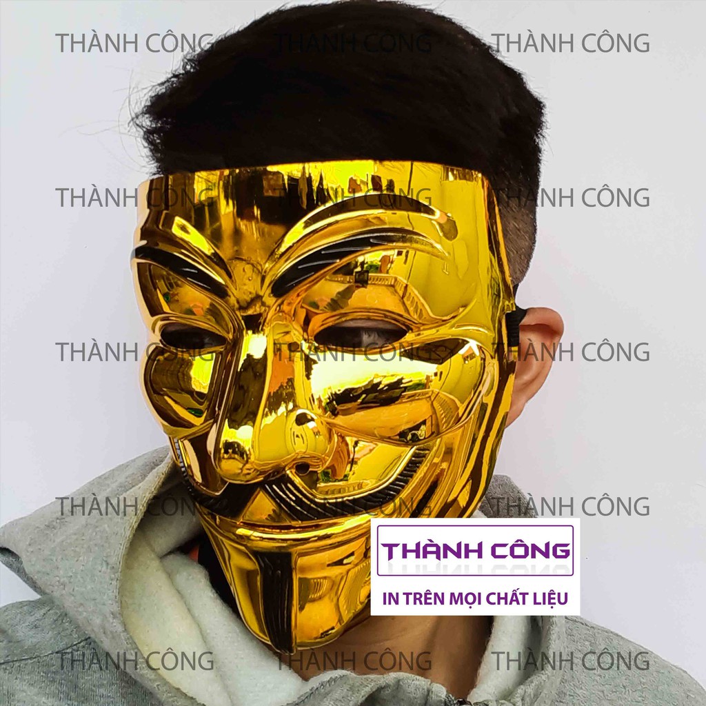 Mặt Nạ Hacker - Anonymous - Hai Mẫu Mặt Nạ Thằng Hề Vô Danh Hóa Tranh Halloween - 4 Màu Vàng Trắng Đen Bạc