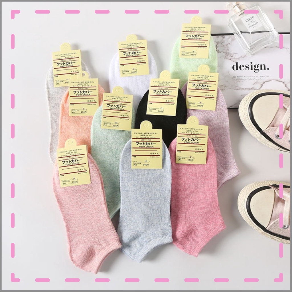 Tất nữ cổ ngắn trơn nhiều màu - vớ cotton thoáng mát kháng khuẩn