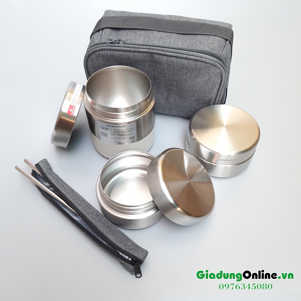 Bộ Hộp Cơm giữ nhiệt Inox 304 Lock&Lock LHC8012  - Larva Store