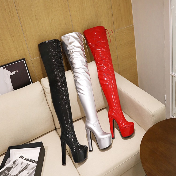 34-46 giày cao gót quá khổ phong cách âu mỹ over-the-knee boots pole dance boots đùi boots 2022 phong cách mới over-the-knee boots he