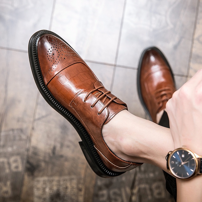 Giày Da Oxford Mũi Nhọn Sang Trọng Cho Nam