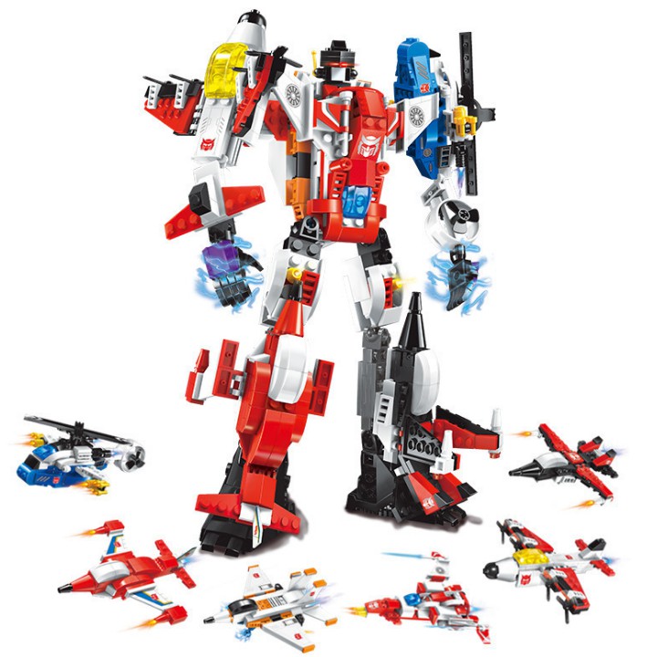 Bộ lắp ghép mô hình robot 6 trong 1 đồ chơi trẻ em bằng nhựa cao cấp