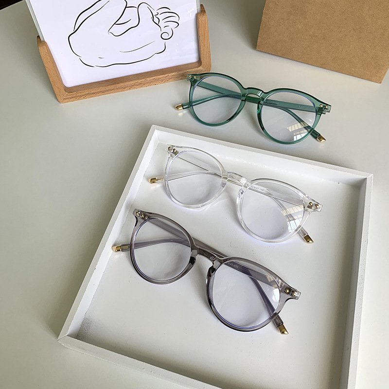 Kính cận gọng tròn phong cách Hàn Quốc thời trang nam nữ mắt kính không độ chống tia UV đẹp HANASO 065
