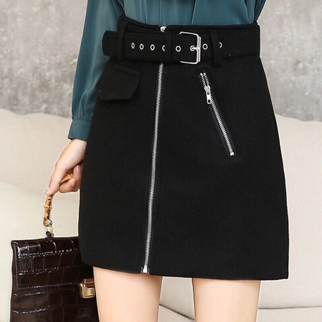 Chân váy kaki nữ 2 màu dây kéo có kèm belt chất vải cực đẹp