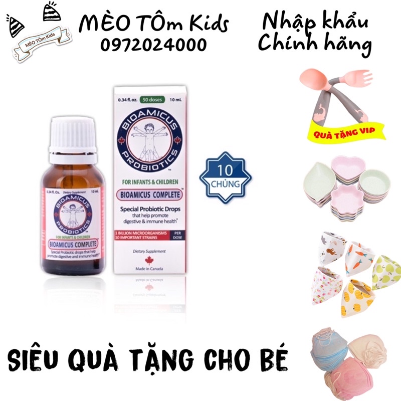 Men vi sinh Bioamicus complete lọ 10ml 10 chủng đầu tiên cho bé hỗ trợ rối loạn tiêu hóa