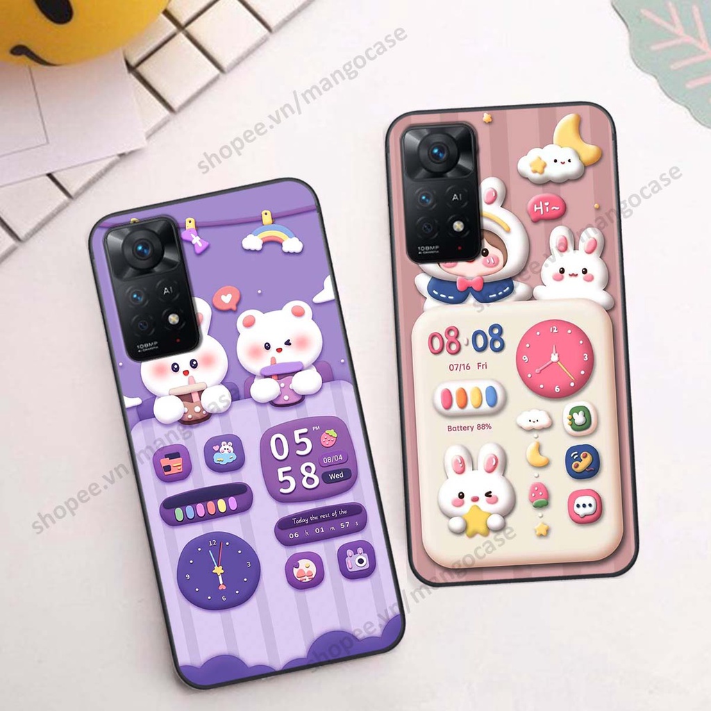 Ốp lưng Xiaomi Redmi Note 11 4G / Note 11S / Note 11 Pro 5G hình gấu, thỏ, đồng hồ cute dễ thương