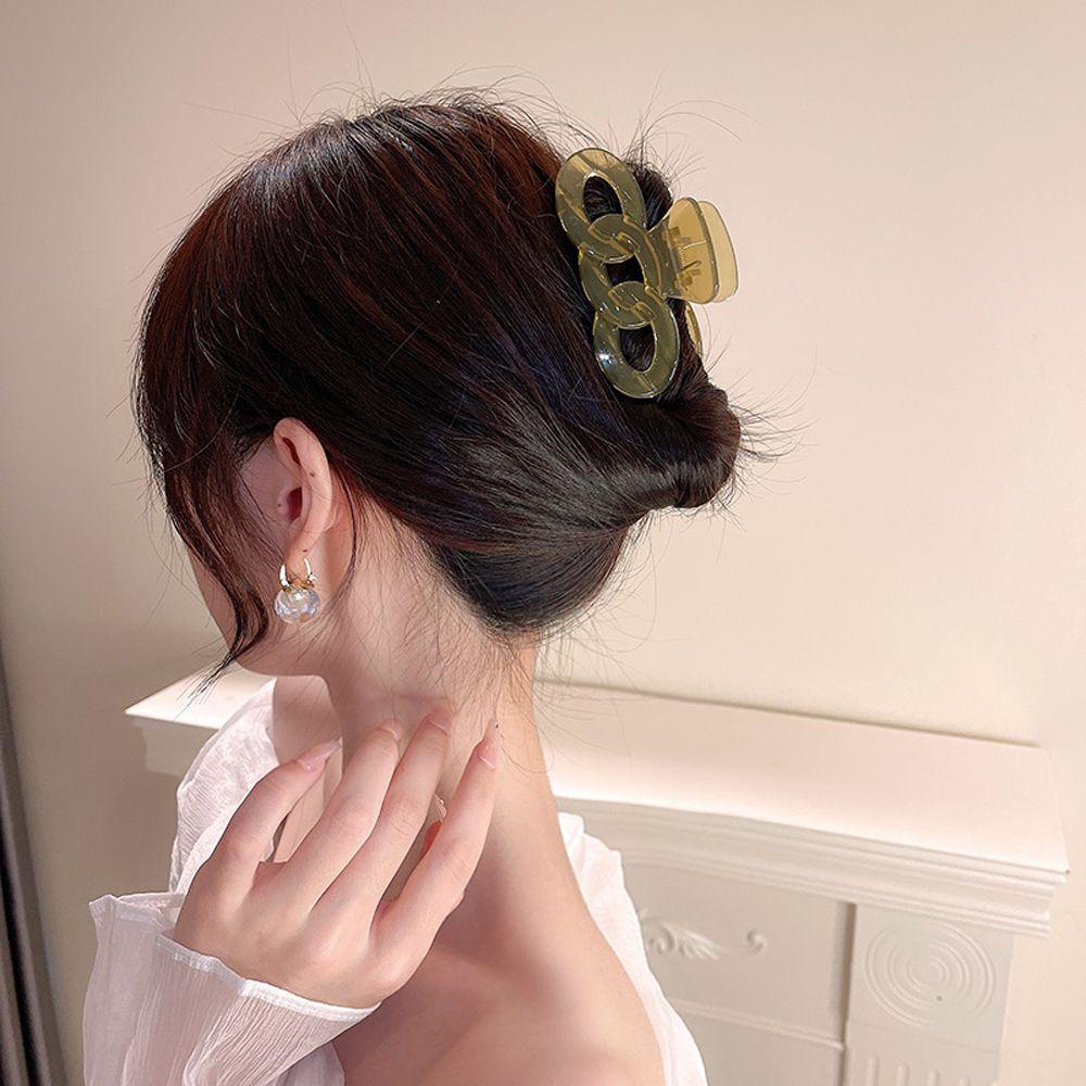 Kẹp Tóc Càng Cua Bằng Acrylic Trong Suốt Phối Dây Xích Thời Trang Cho Nữ