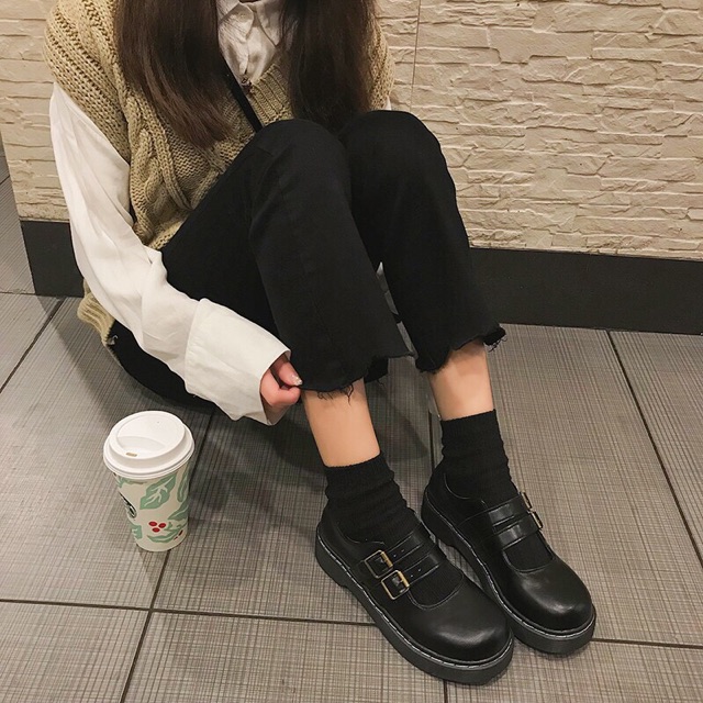 [ORDER] Giày nữ ulzzang 2 quai da (FORM RỘNG ĐI LÙI 1 SIZE) | BigBuy360 - bigbuy360.vn
