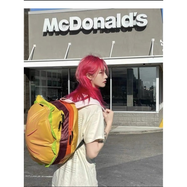 Balo da hình hamburger dễ thương, kích thước lớn chứa a4, macbook, ipad