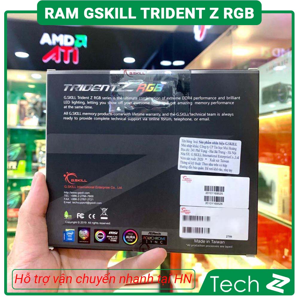 RAM Desktop Gskill Trident Z RGB (F4-3000C16D) 16GB (2x8GB) / 32GB (2x16GB) DDR4 3000MHz
