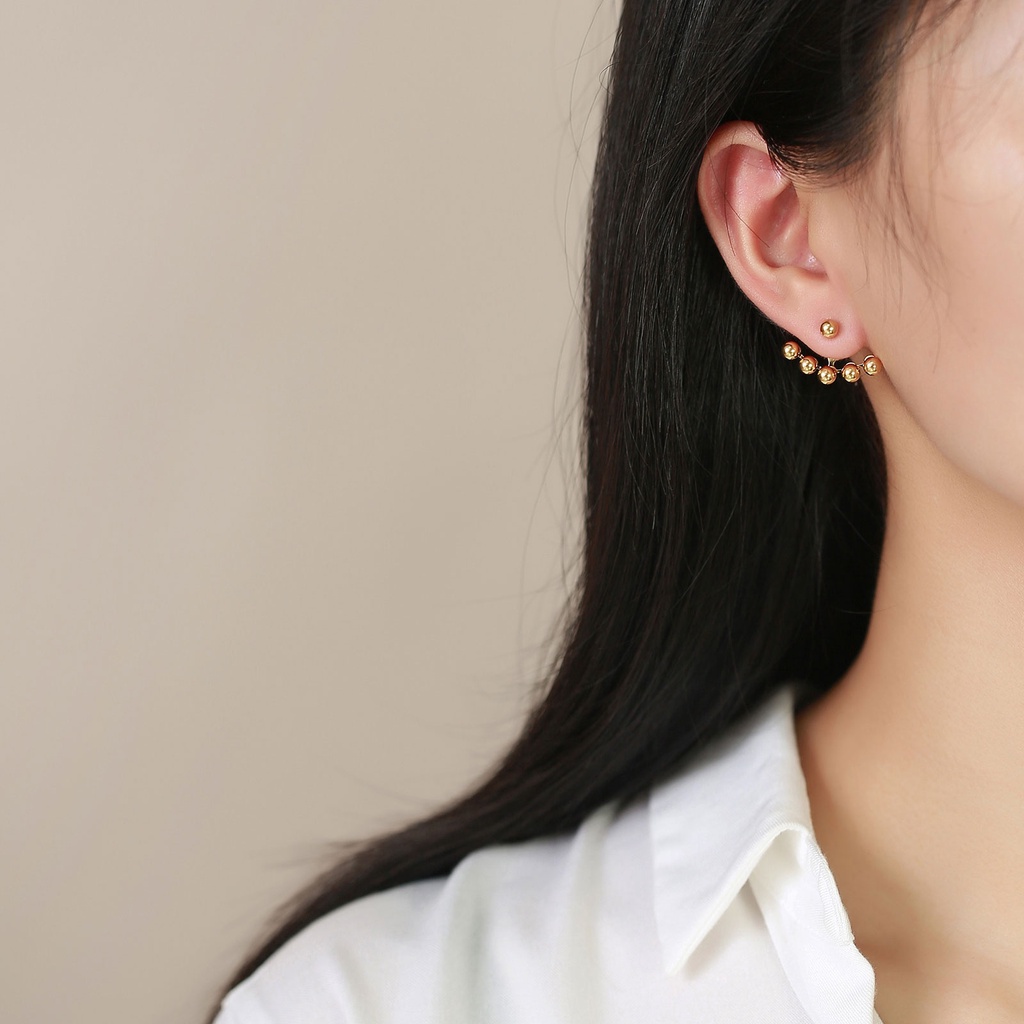 Vnox Khuyên Tai Xỏ Lỗ Bằng Thép Không Gỉ Đính Quả Cầu Ba Lỗ Màu Vàng Thời Trang Có Thể Điều Chỉnh Làm Quà Tặng Cho Nữ