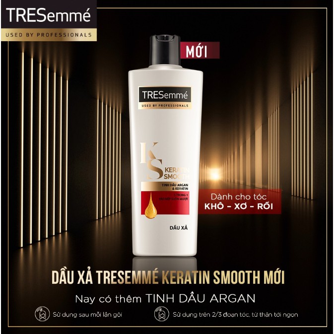 Dầu Xả TRESemmé Keratin Smooth Tinh Dầu Argan và Keratin Vào Nếp Suôn Mượt 340g