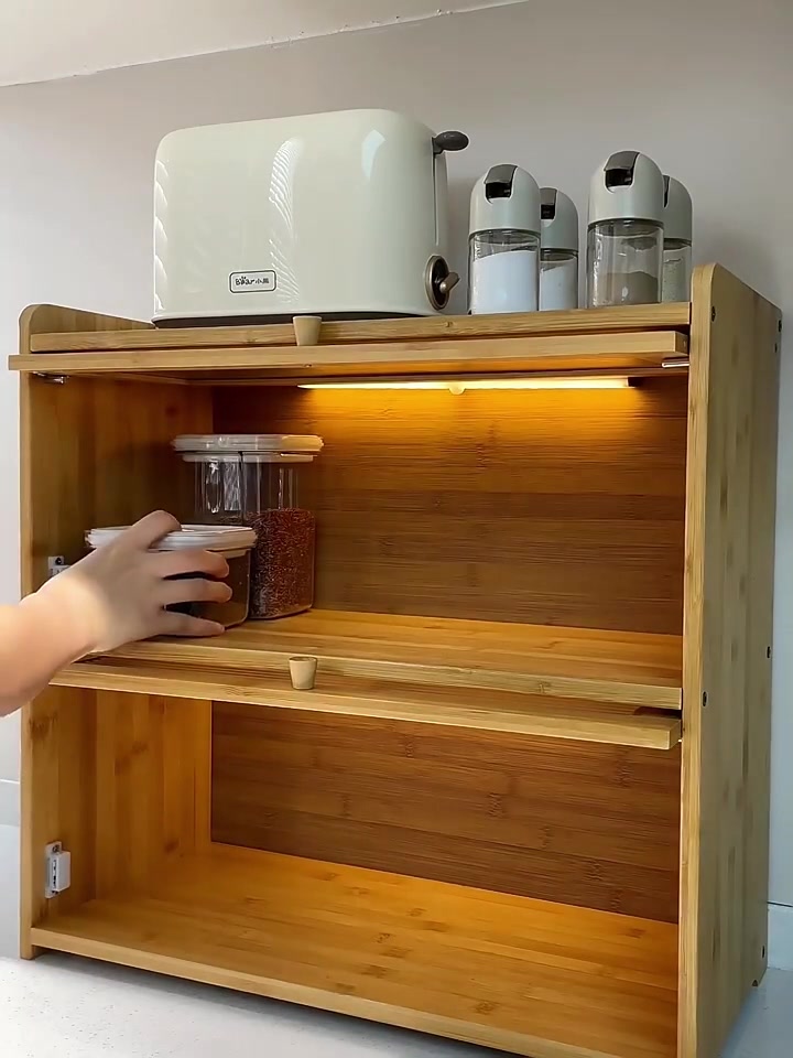 Tủ để đồ tủ lưu trữ tủ đồ trên mặt bàn bằng tre chịu tải tốt dễ lắp đặt ngăn mở/cửa kính trong suốt | BigBuy360 - bigbuy360.vn