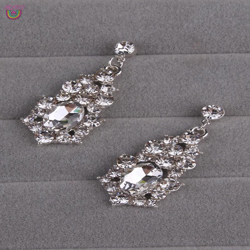 Bộ trang sức 3 món gồm Vòng cổ + bông tai đính đá pha lê thời trang cho nữ