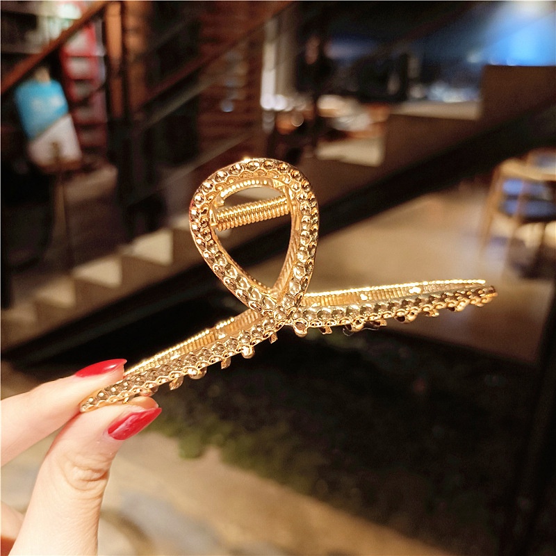 Kẹp tóc Shiny B&amp;S hình học đơn giản màu vàng mờ thời trang Hàn Quốc cho nữ