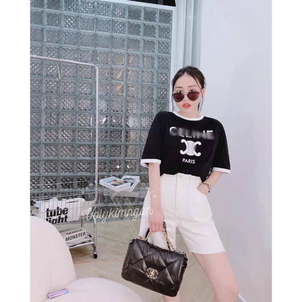 Áo phông basic celine đen trắng