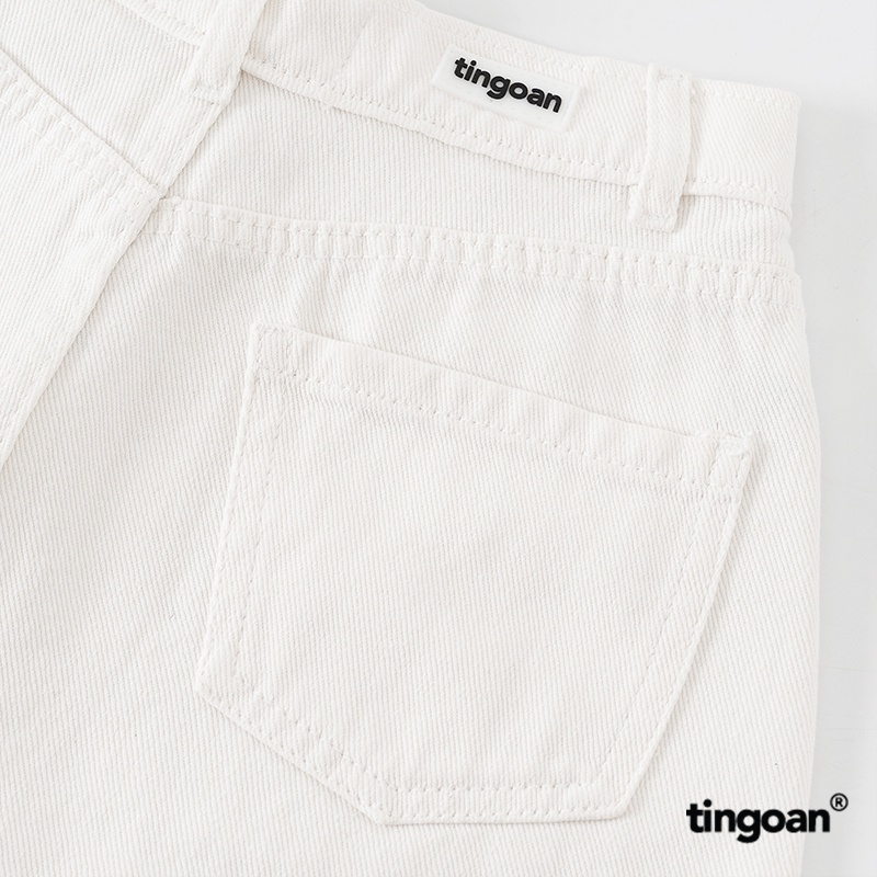 TINGOAN® - Quần short bò cắt cạp lệch màu trắng tingoan MASCARA JEANS SHORT/WH