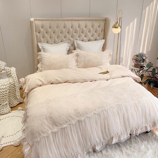 bộ chăn ga lụa phối ren tiểu thư đẹp ngất ngây