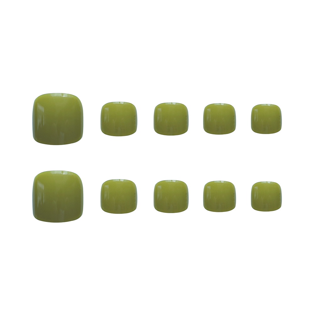 Set 24 móng chân giả YADORNOS màu xanh matcha bóng cho nữ