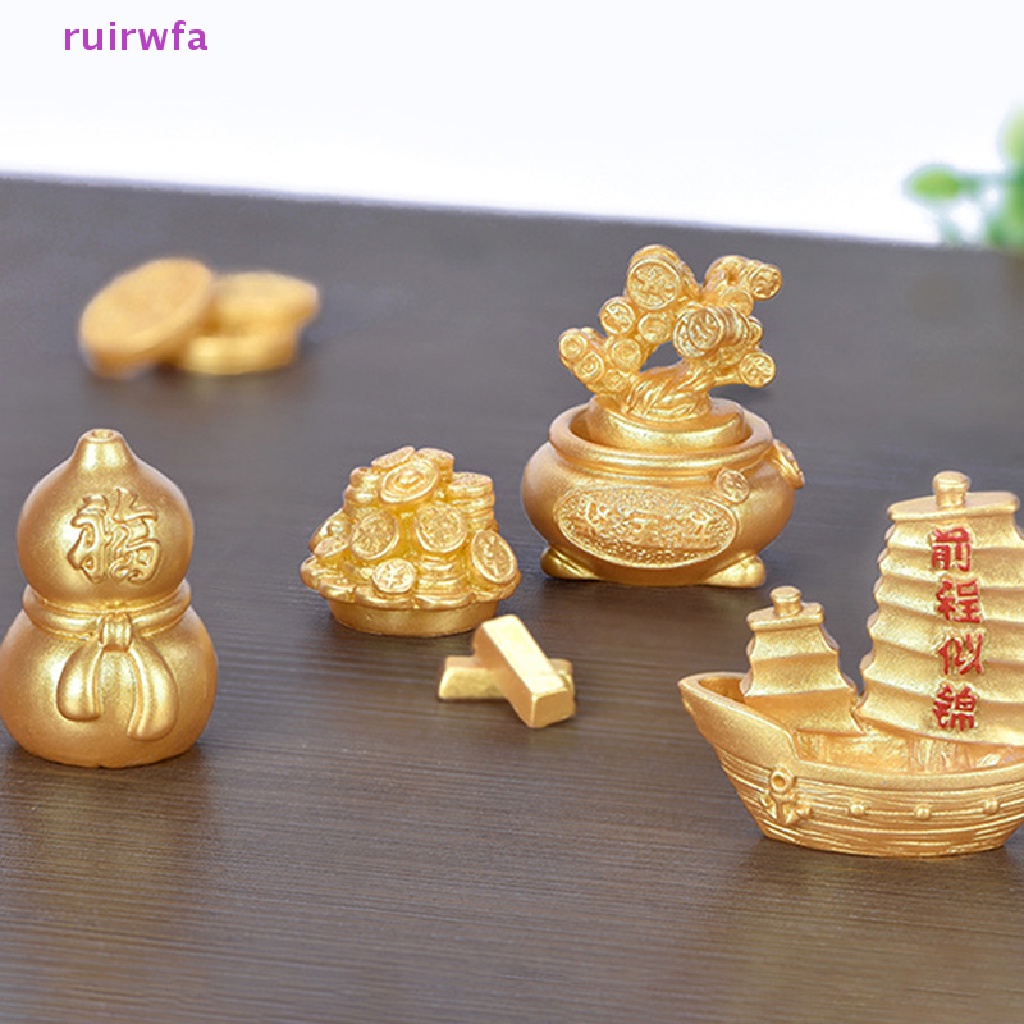 Ruirwfa Phụ Kiện Resin Thủ Công Màu Vàng Đồng Hình Cây Bầu Năm Mới DIY