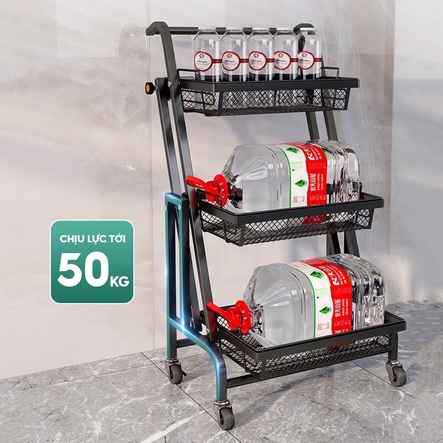 Kệ Xe Đẩy Tầng Đa Năng Vando Kệ Xoay Ngang 3 Tầng Để Đồ Nhà Bếp Vando
